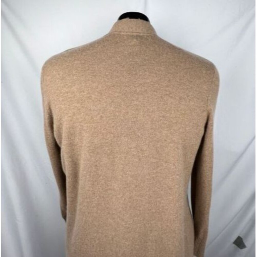 L.L.BEAN Women 2X 100% Cashmere Cardigan Sweater Camel Tan Open Front Pockets - Picture 8 of 12